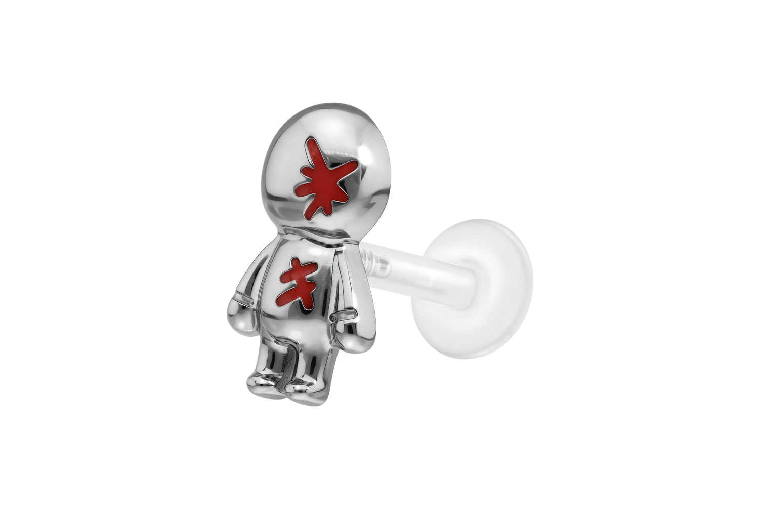 PTFE Labret Piercing mit Innengewinde + Titan-Aufsatz PUPPE